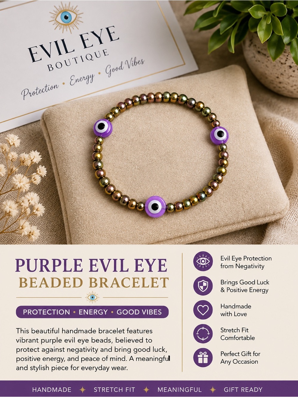 Purple Beaded Bracelet #52
